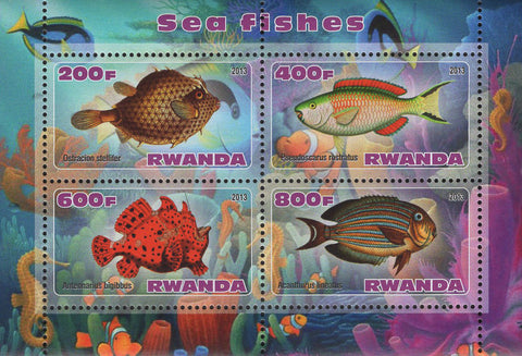 Sea Fish Corals Marine Life Souvenir Sheet of 4 Stamps Mint NH