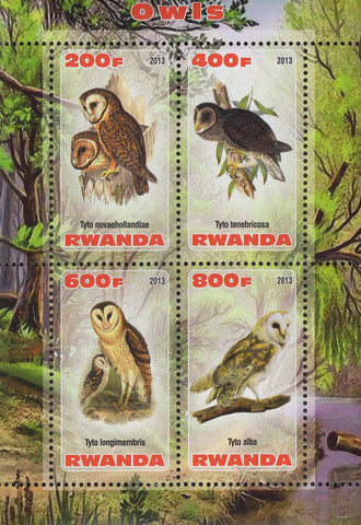 Owls Birds Souvenir Sheet of 4 Stamps Mint NH
