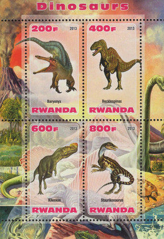 Dinosaur Stamp Staurikosaurus Baryonyx Kileskus Souvenir Sheet of 4 Stamps MNH
