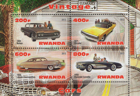 Vintage Cars Souvenir Sheet of 4 Stamps Mint NH