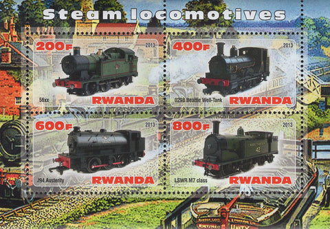 Trains Steam Locomotive Souvenir Sheet of 4 Stamps Mint NH