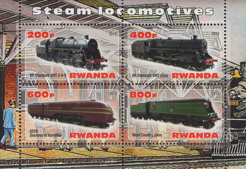 Locomotive Souvenir Sheet of 4 Stamps MNH