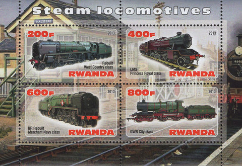 Locomotives Souvenir Sheet of 4 Stamps MNH