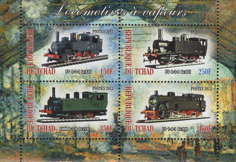 Steam train transportation Souvenir Sheet of 4 Stamps Mint NH