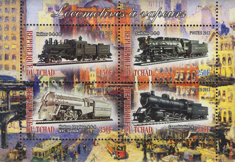 Steam Locomotives Souvenir Sheet of 4 Stamps MNH