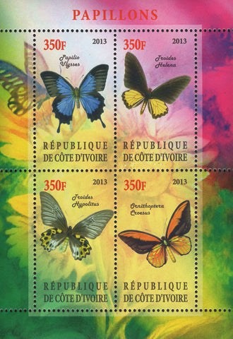 Butterflies Exotic Souvenir Sheet of 4 Stamps Mint NH