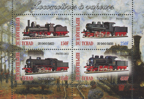 Steam Locomotives Trains Transportation Souvenir Sheet of 4 Stamps Mint NH