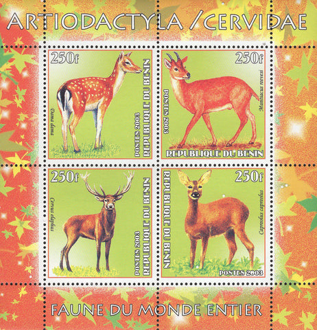 Deer Cervidae Animals Souvenir Sheet of 4 Stamps Mint NH