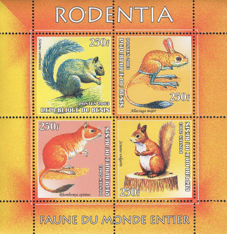 Rodents Squirrel Mouse Animals Souvenir Sheet of 4 Stamps Mint NH