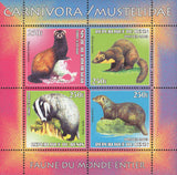 Mustelidae Mammals Carnivorous Animals Souvenir Sheet of 4 Stamps Mint NH