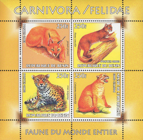 Felidae Tiger Panther Wild Cat Souvenir Sheet of 4 Stamps Mint NH