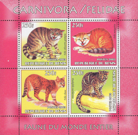 Felidae Wild Cat Fauna Souvenir Sheet of 4 Stamps Mint NH