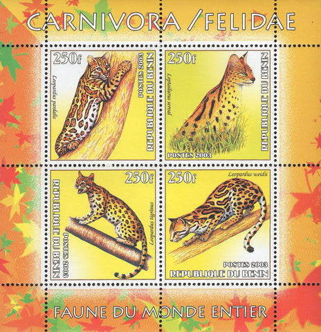 Felidae Leopard Fauna Souvenir Sheet of 4 Stamps Mint NH