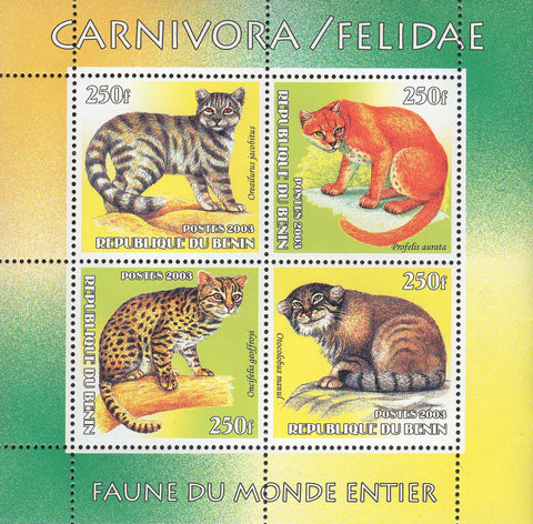 Felidae Fauna Wild Cat Souvenir Sheet of 4 Stamps Mint NH