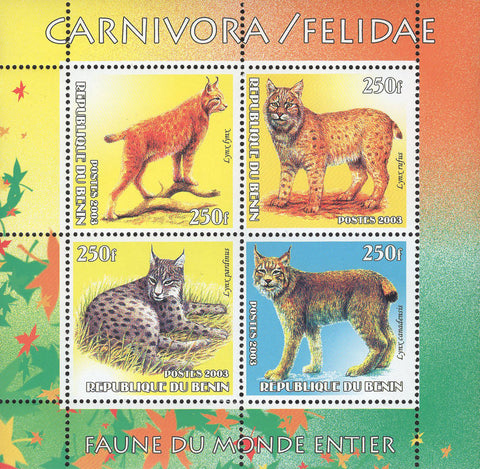 Felidae Fauna Lynx Souvenir Sheet of 4 Stamps Mint NH