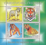 Felidae Fauna Tiger Wild Animals Souvenir Sheet of 4 Stamps Mint NH