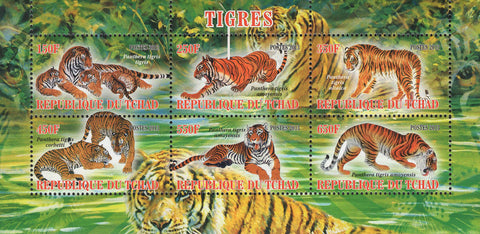 Tigers Wild Animals Souvenir Sheet of 6 Stamps Mint NH