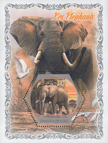 Cote D'Ivoire Elephants Wild Animals Trees Souvenir Sheet Mint NH