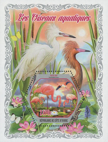 Cote D'Ivoire Sea Birds Flamingo Fauna Souvenir Sheet Mint NH