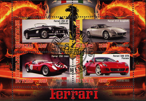 Ferrari Car Transportation Luxury Fire Souvenir Sheet of 4 Stamps