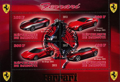 Ferrari Car Transportation Luxury Horse Symbol Souvenir Sheet of 4 Stamps