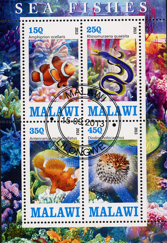 Malawi Fish Amphiprion Ocellaris  Coral Marine Fauna Ocean Life Souvenir Sheet o