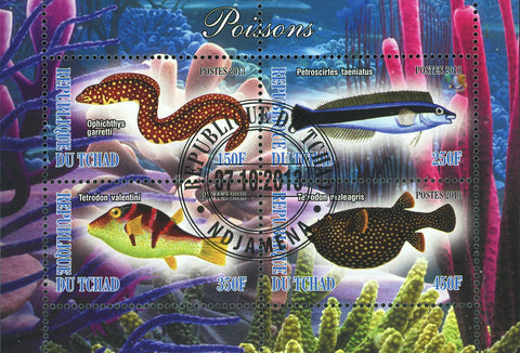 Fish Coral Marine Fauna Ocean Life Souvenir Sheet of 4 Stamps