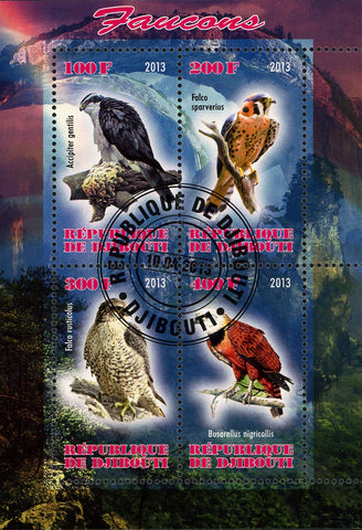 Bird of Prey Falcon Mountain Rainbow Souvenir Sheet