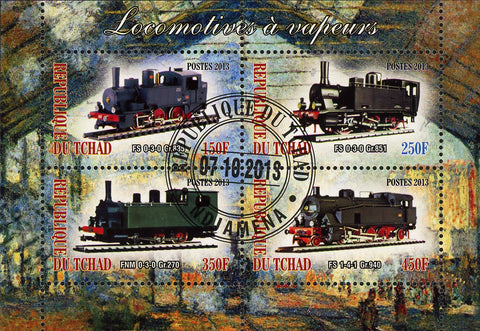 Locomotive Stamp FS 0-3-0 Gr.270  FS 1-4-1 Gr.940 Train Souvenir Sheet