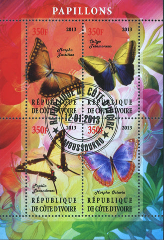 Butterflies Exotic Souvenir Sheet of 4 Stamps
