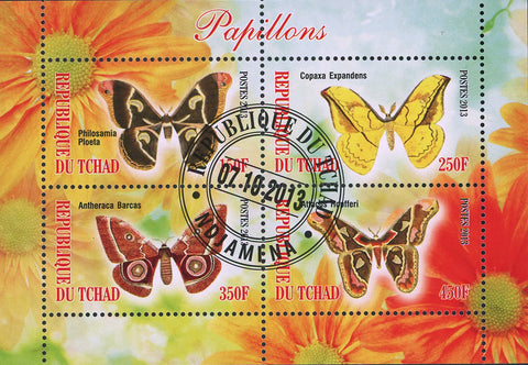 Butterfly Exotic Insect Flower Antheraca Barcas Souvenir Sheet of 4 Stamps