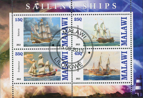 Malawi Sailing Ship Boat Ocean Souvenir Sheet of 4 Stamps