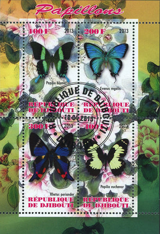 Butterfly Insect Flower Souvenir Sheet of 4 Stamps