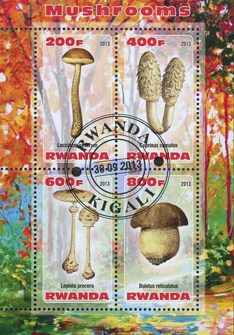 Mushroom Fungi Nature Tree Leaf Souvenir Sheet of 4 Stamps MNH