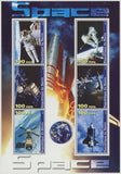 Benin Space Astronautics Satellite Rocket Earth Souvenir Sheet of 6 Stamps Mint