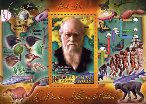 Charles Darwin Science Evolution Theory Souvenir Sheet Mint NH