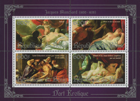Erotic Art Paintings Jacques Blanchard Souvenir Sheet of 4 Stamps Mint NH