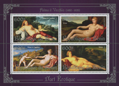 Erotic Art Paintings Palma Il Vecchio Souvenir Sheet of 4 Stamps Mint NH