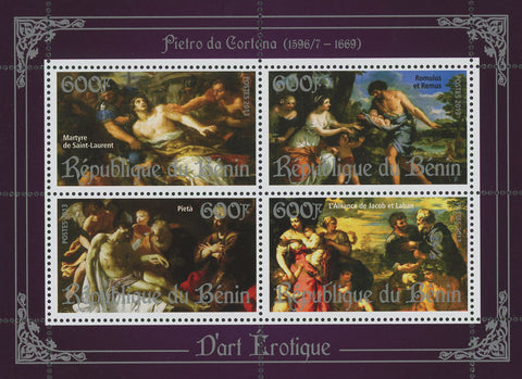 Erotic Art Paintings Pietro da Cortona Souvenir Sheet of 4 Stamps Mint NH