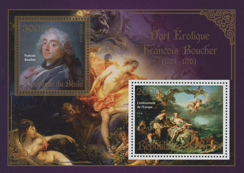 Erotic Art Paintings Francois Boucher Souvenir Sheet of 2 Stamps Mint NH