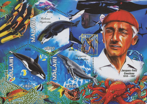 Cetaceans Ocean Jaques Yves Cousteau Marine Fauna Souvenir Sheet of 3 MNH