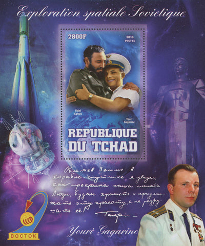 Space Stamp Youri Gagarine Fidel Castro Exploration Souvenir Sheet MNH