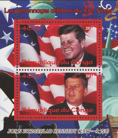 John F. Kenny President USA Statue Liberty Souvenir Sheet  of 2 Stamps MNH