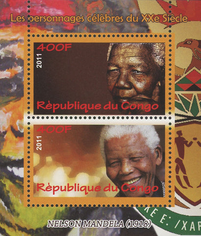 Nelson Mandela Famous Characters Souvenir Sheet of 2 Stamps Mint NH
