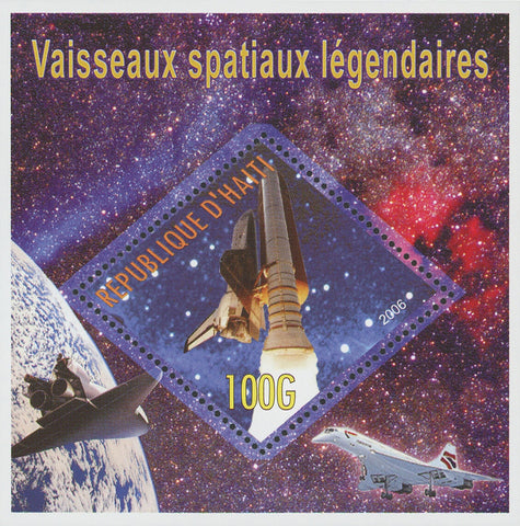 Haiti Spatial Trips Travel Legend Space Ship Moon Galaxy Souvenir Sheet Mint NH