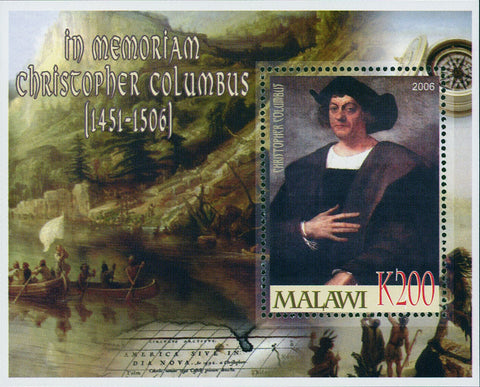 Malawi Christopher Columbus Boats Ocean Mountains Souvenir Sheet Mint NH
