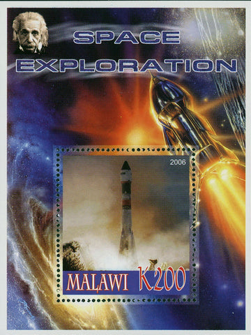 Malawi Albert Einstein Space Earth Spaceship Stars Sky Souvenir Sheet Mint NH
