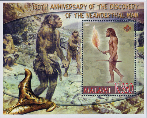 Malawi Neardenthal Era Man Fire Discovery Souvenir Sheet Mint NH