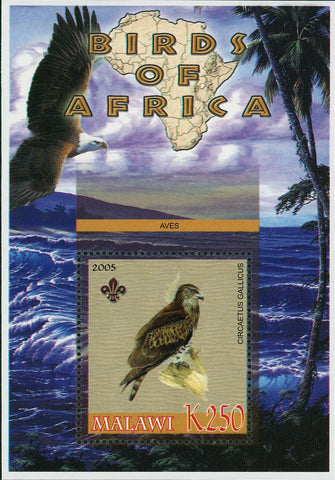 Malawi Birds of Africa Ducks Prey Eagle Ocean Waves Souvenir Sheet Mint NH