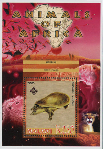 Malawi Animals of Africa Trionyx Triunguis Lions Souvenir Sheet Mint NH